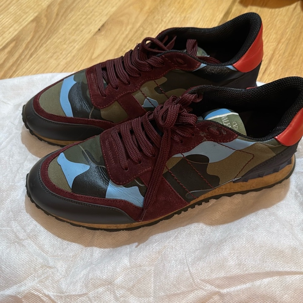 Valentino Camouflage Sneakers - Red and Green